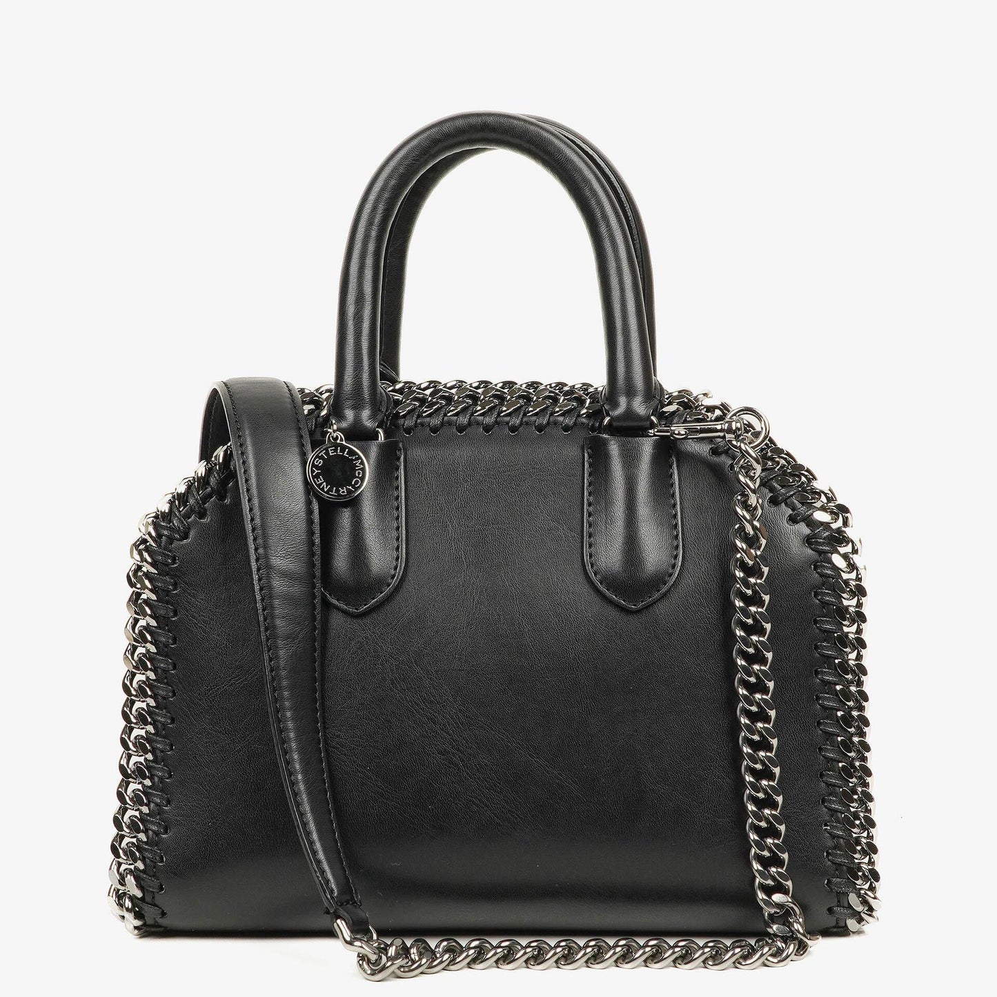 Stella McCartney Mini Falabella Box Handtasche mit Tragegriff aus schwarzem Eco Alter Nappa