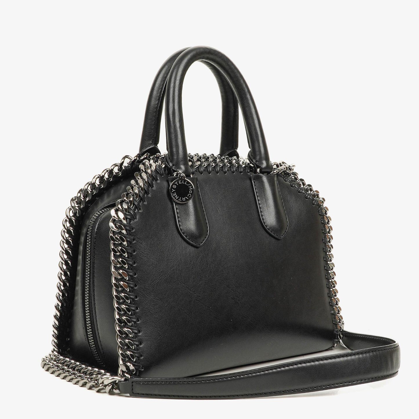Stella McCartney Mini Falabella Box Handtasche mit Tragegriff aus schwarzem Eco Alter Nappa