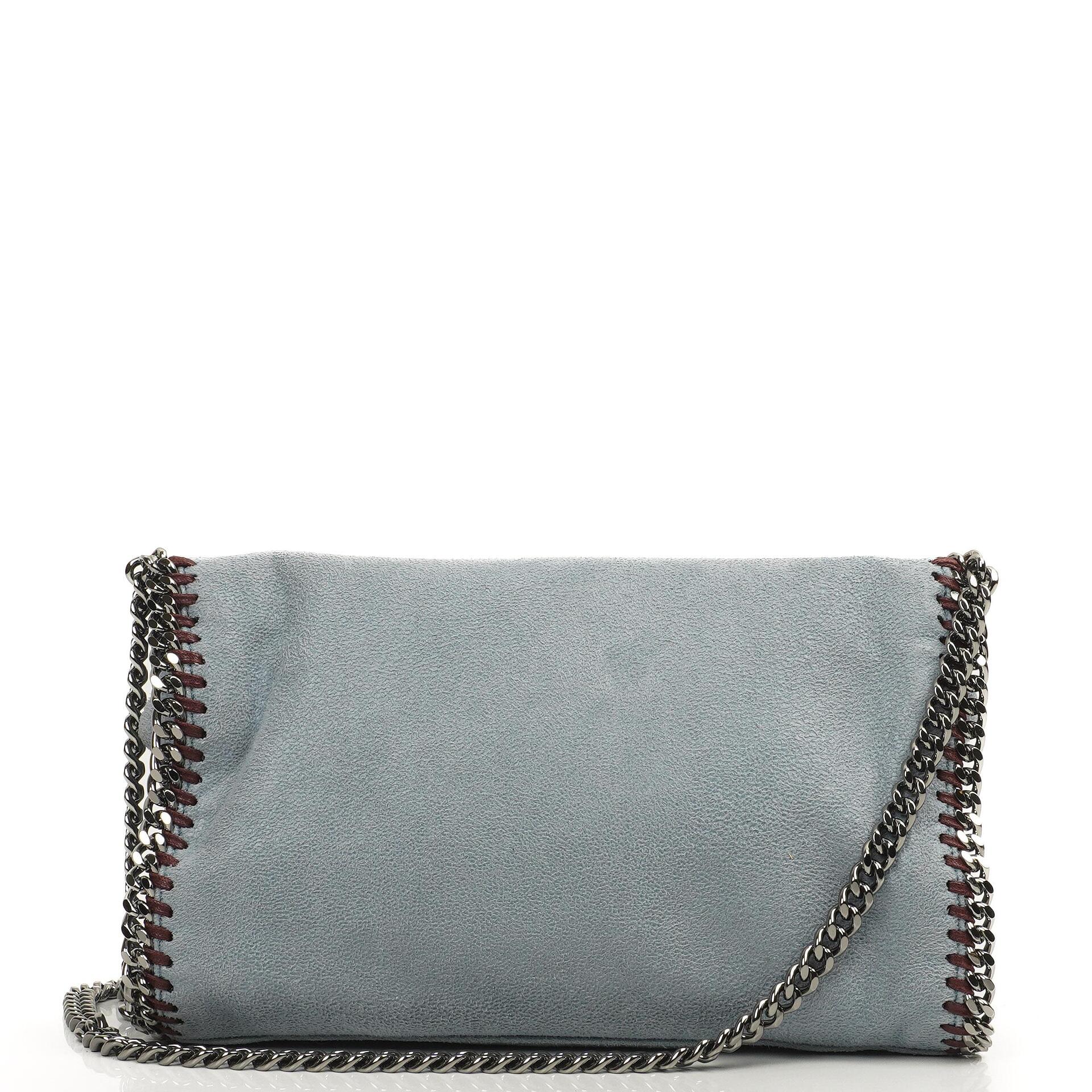 Stella McCartney Mini Falabella Schultertasche Azzurro Vegan Shaggy Deer