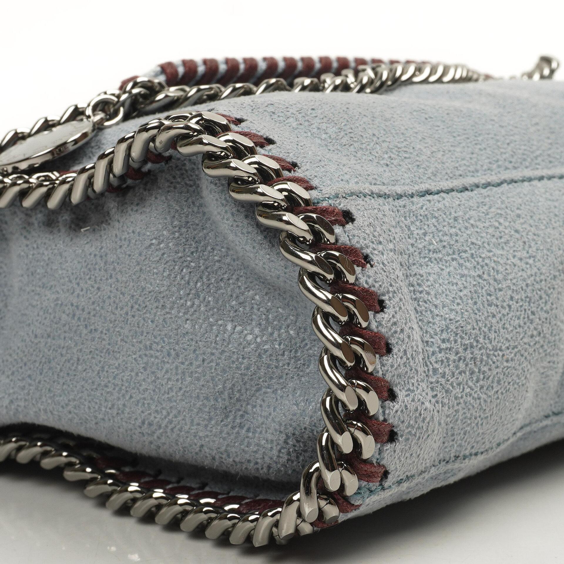 Stella McCartney Mini Falabella Schultertasche Azzurro Vegan Shaggy Deer