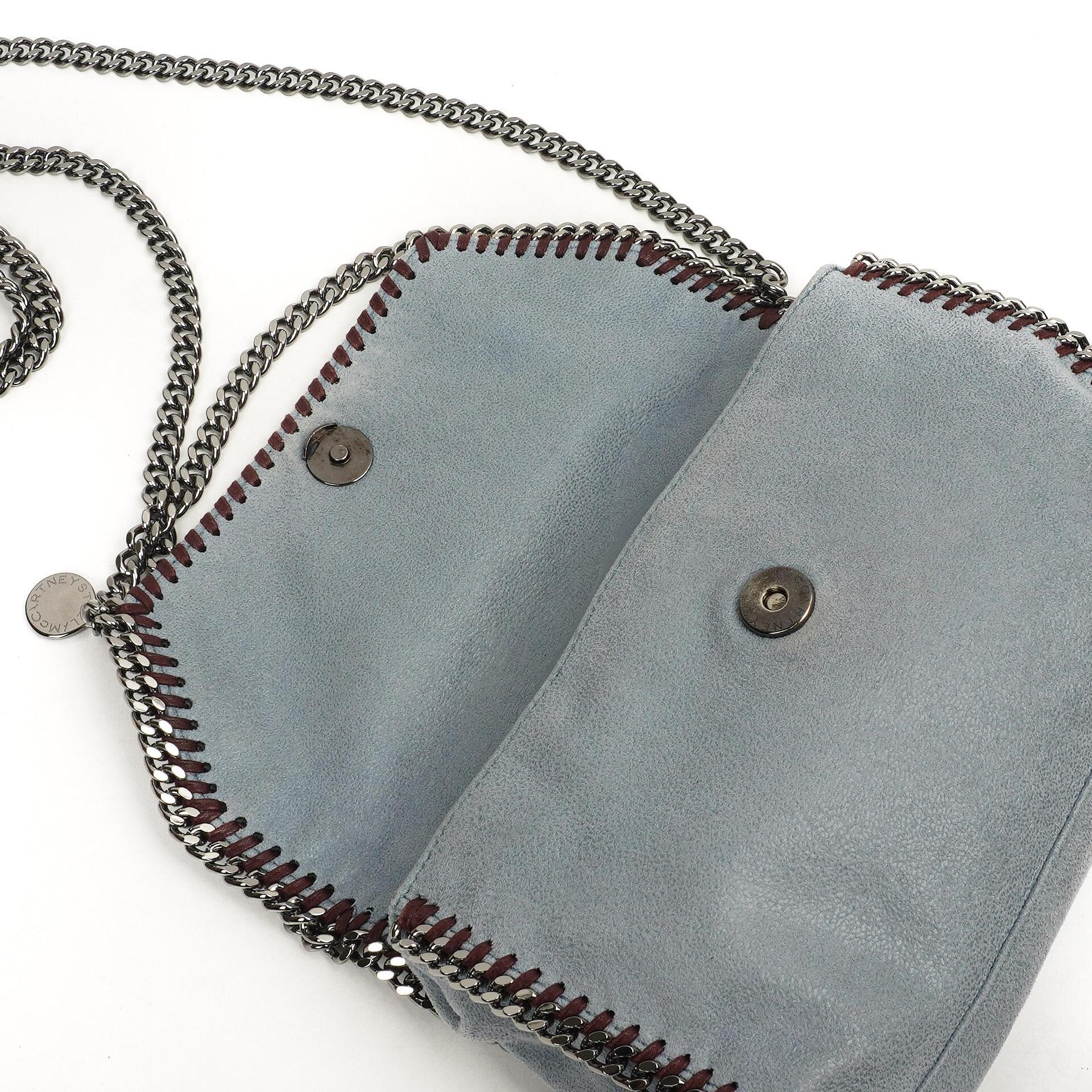 Stella McCartney Mini Falabella Schultertasche Azzurro Vegan Shaggy Deer