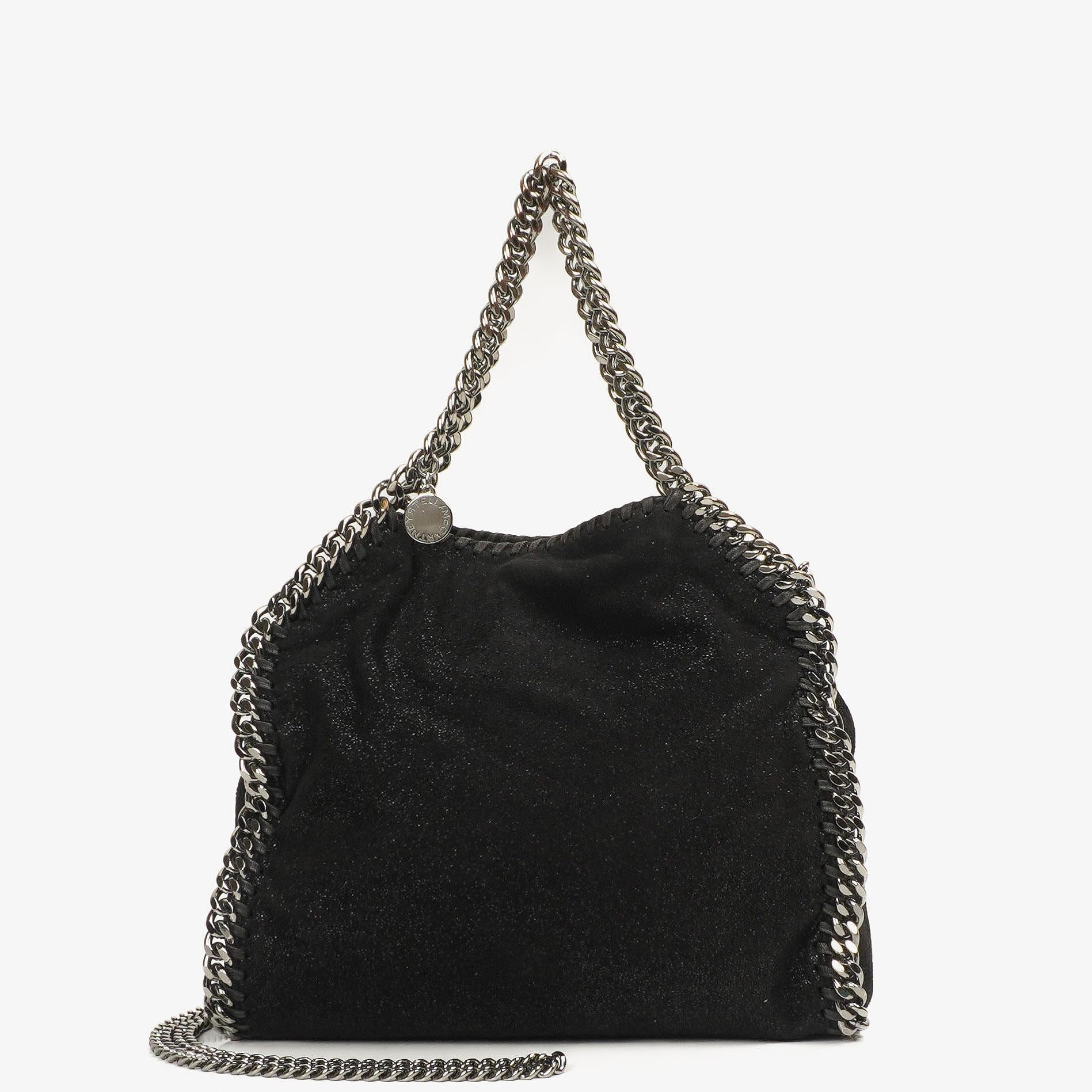 Stella McCartney Mini Tote Falabella Schwarze Vegane Shaggy Deer Fold Over Bag