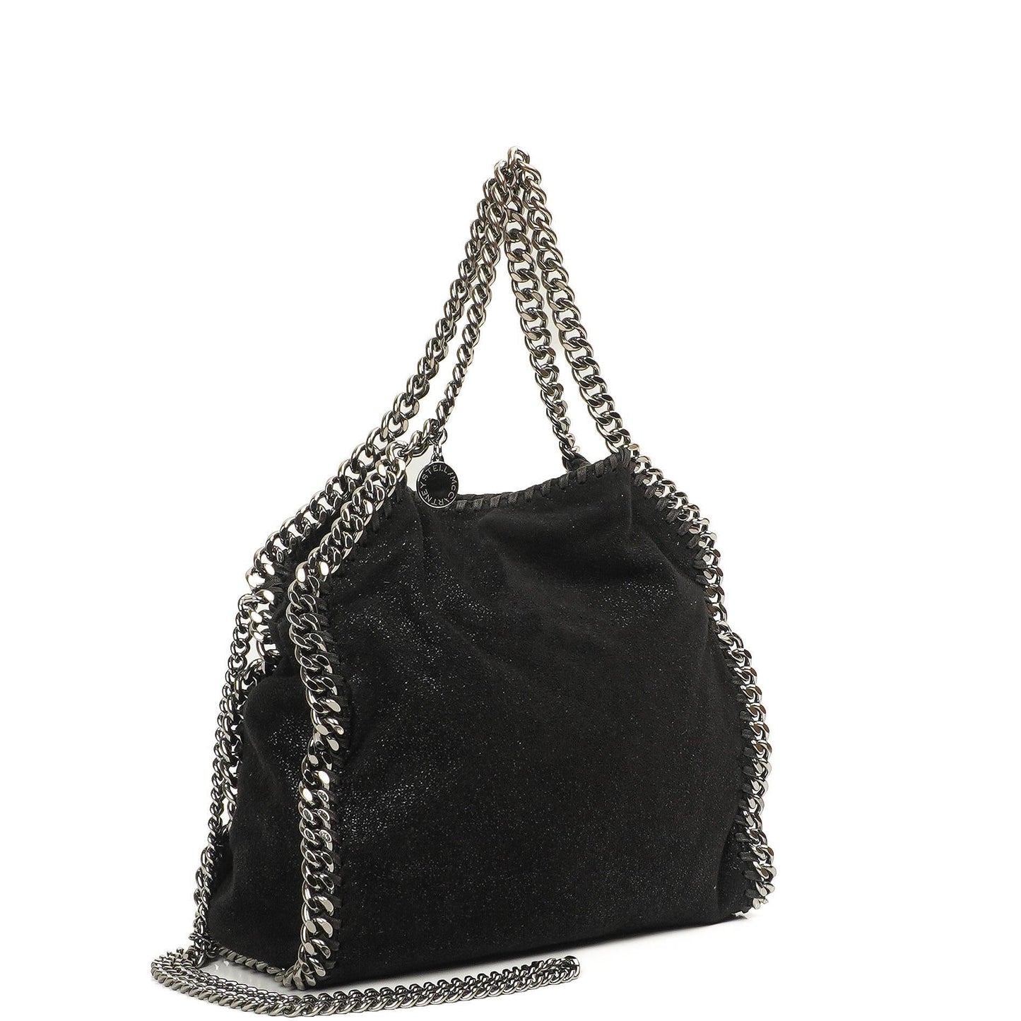 Stella McCartney Mini Tote Falabella Schwarze Vegane Shaggy Deer Fold Over Bag