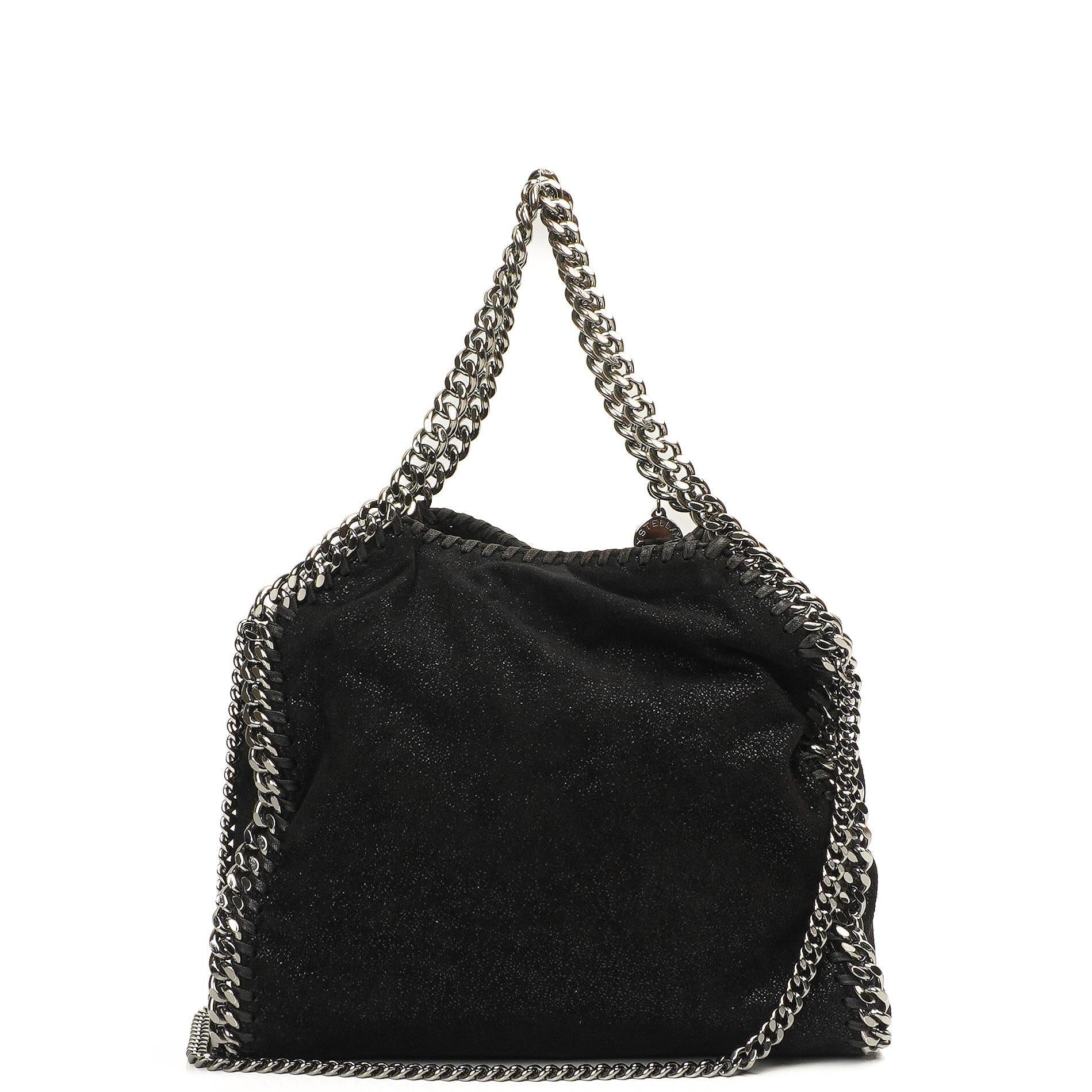 Stella McCartney Mini Tote Falabella Schwarze Vegane Shaggy Deer Fold Over Bag