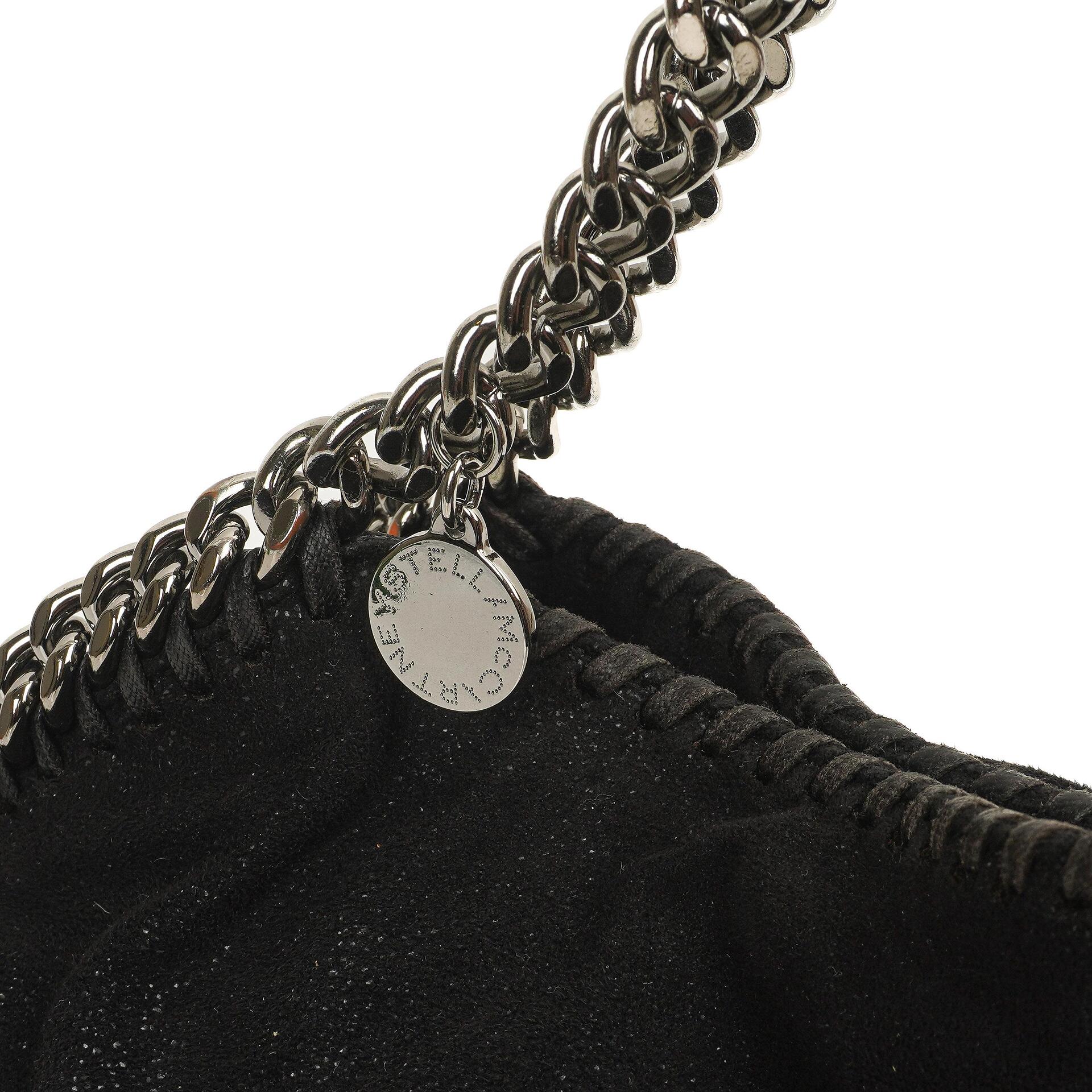 Stella McCartney Mini Tote Falabella Schwarze Vegane Shaggy Deer Fold Over Bag