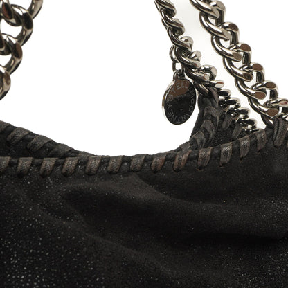 Stella McCartney Mini Tote Falabella Schwarze Vegane Shaggy Deer Fold Over Bag
