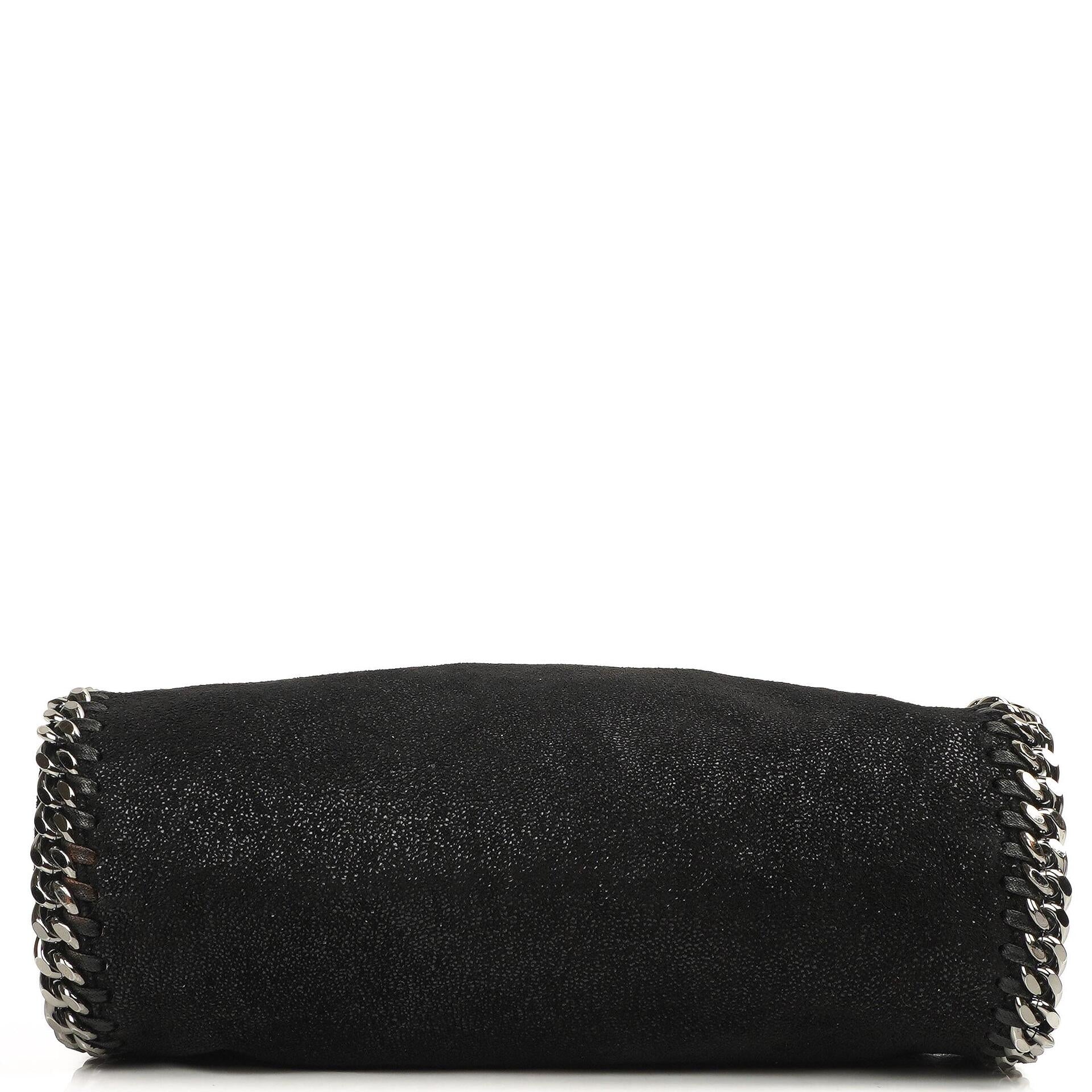 Stella McCartney Mini Tote Falabella Schwarze Vegane Shaggy Deer Fold Over Bag