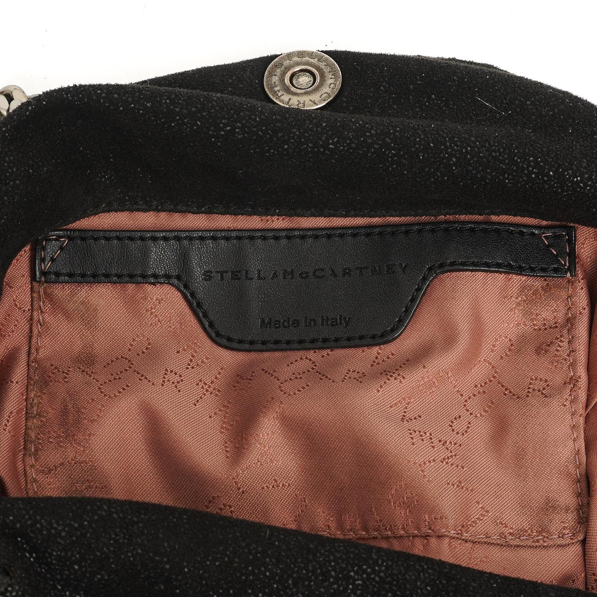 Stella McCartney Mini Tote Falabella Schwarze Vegane Shaggy Deer Fold Over Bag