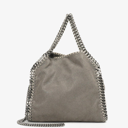 Stella McCartney Mini Tote Falabella Stahlgrau veganes Shaggy Deer Fold Over Tasche