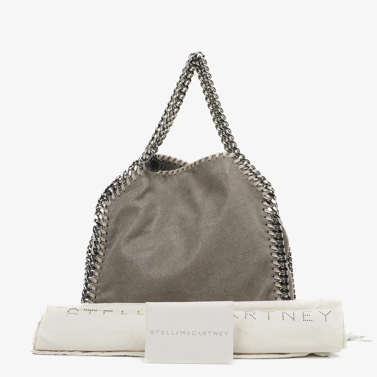 Stella McCartney Mini Tote Falabella Stahlgrau veganes Shaggy Deer Fold Over Tasche