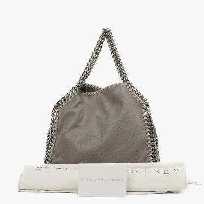 Stella McCartney Mini Tote Falabella Stahlgrau veganes Shaggy Deer Fold Over Tasche