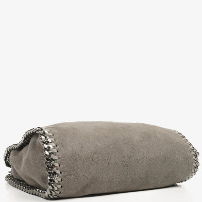 Stella McCartney Mini Tote Falabella Stahlgrau veganes Shaggy Deer Fold Over Tasche