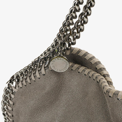 Stella McCartney Mini Tote Falabella Stahlgrau veganes Shaggy Deer Fold Over Tasche