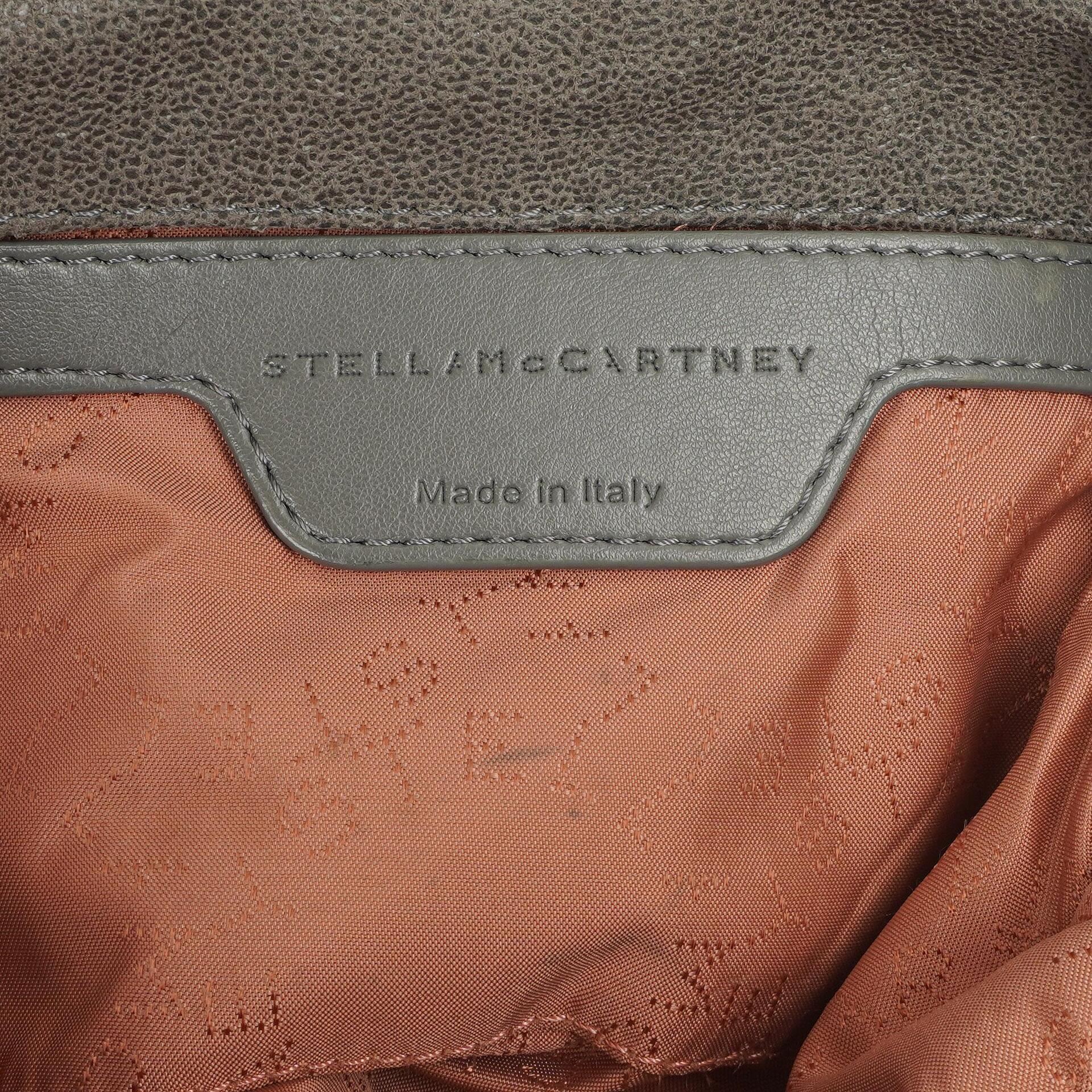Stella McCartney Mini Tote Falabella Stahlgrau veganes Shaggy Deer Fold Over Tasche