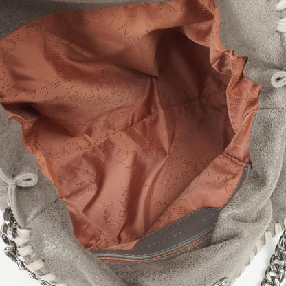 Stella McCartney Mini Tote Falabella Stahlgrau veganes Shaggy Deer Fold Over Tasche