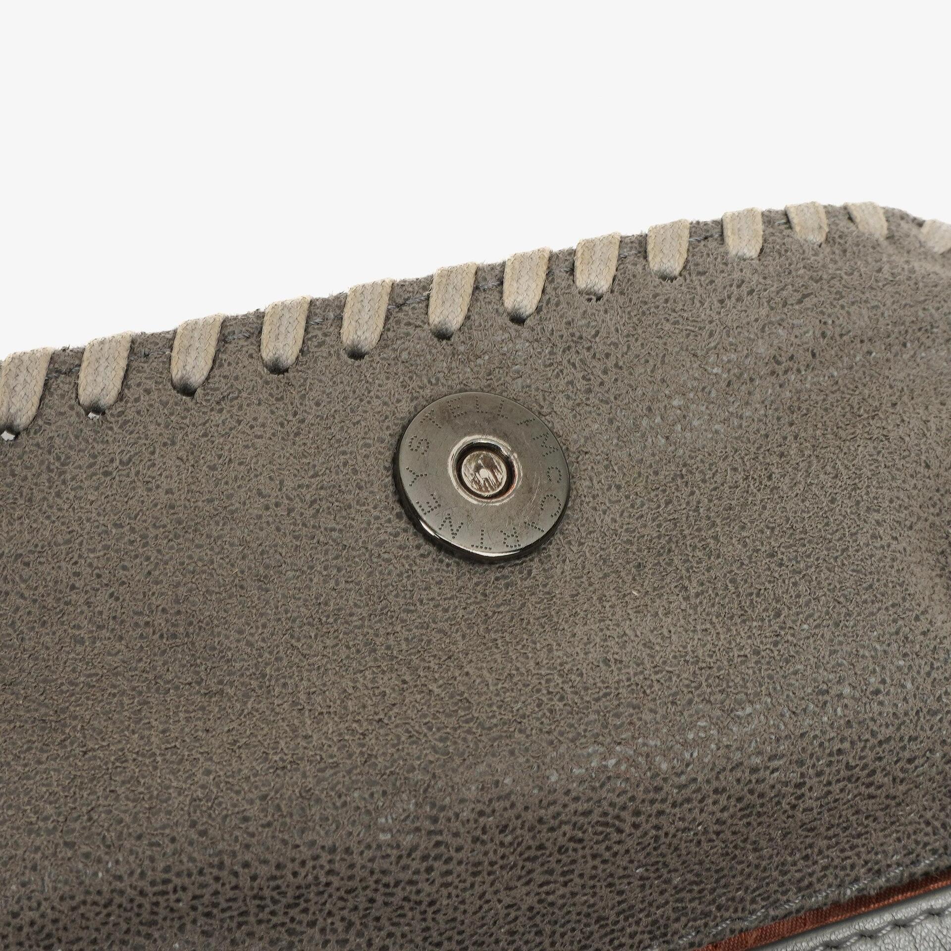 Stella McCartney Mini Tote Falabella Stahlgrau veganes Shaggy Deer Fold Over Tasche