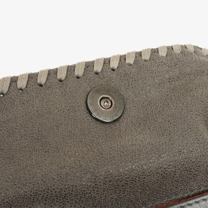 Stella McCartney Mini Tote Falabella Stahlgrau veganes Shaggy Deer Fold Over Tasche
