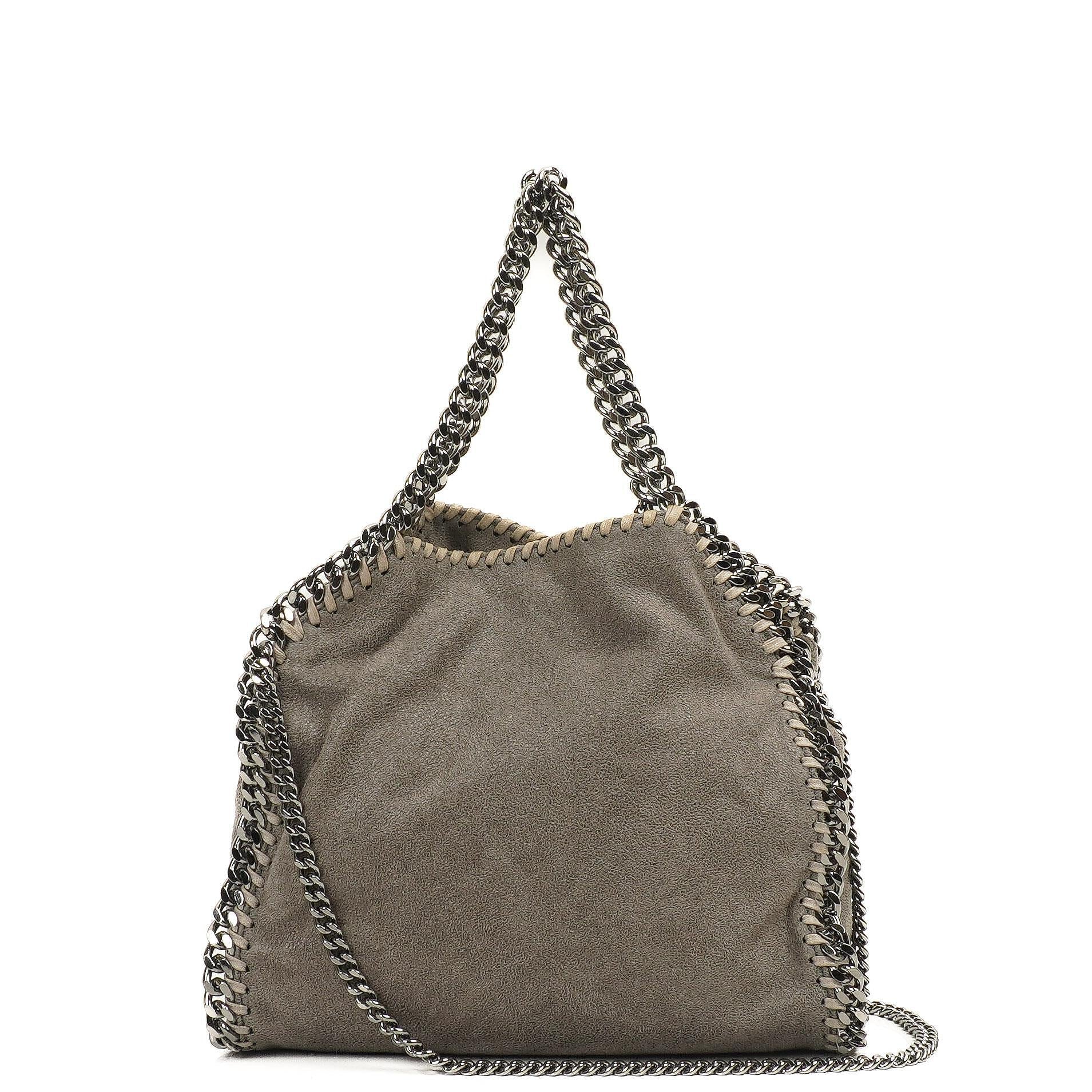 Stella McCartney Mini Tote Falabella Stahlgraue vegane Shaggy Deer Umhängetasche