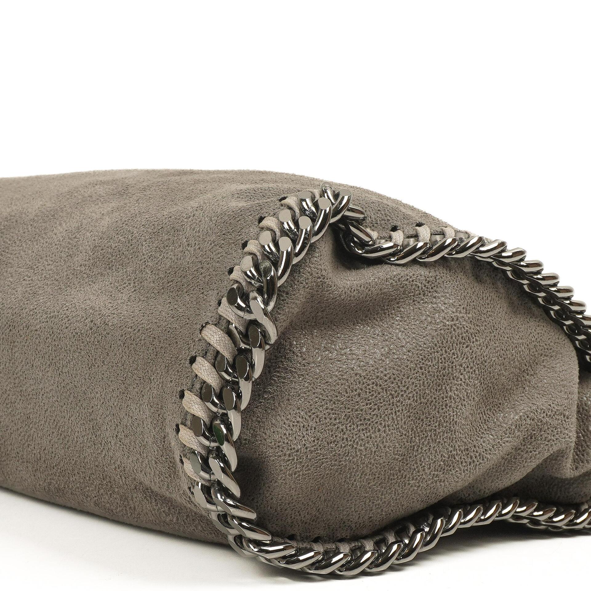 Stella McCartney Mini Tote Falabella Stahlgraue vegane Shaggy Deer Umhängetasche
