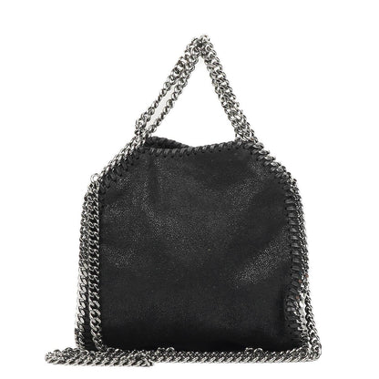 Stella McCartney Tiny Falabella schwarze vegane Shaggy Deer Tote Bag mit Nieten und Fransen