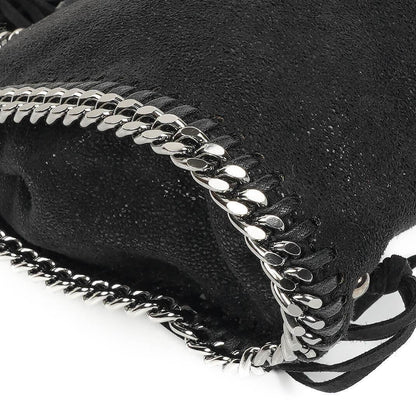 Stella McCartney Tiny Falabella schwarze vegane Shaggy Deer Tote Bag mit Nieten und Fransen