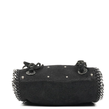 Stella McCartney Tiny Falabella schwarze vegane Shaggy Deer Tote Bag mit Nieten und Fransen