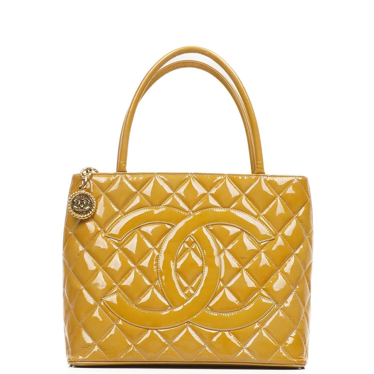 Chanel Lackmedaillon Tote Gelb