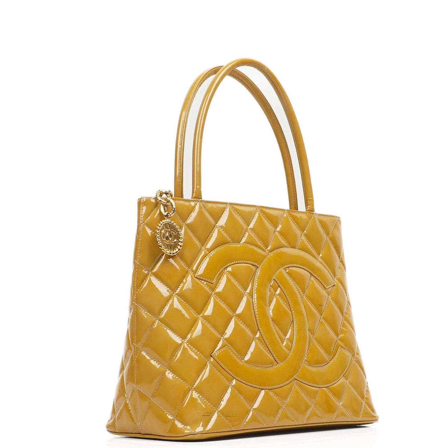 Chanel Lackmedaillon Tote Gelb