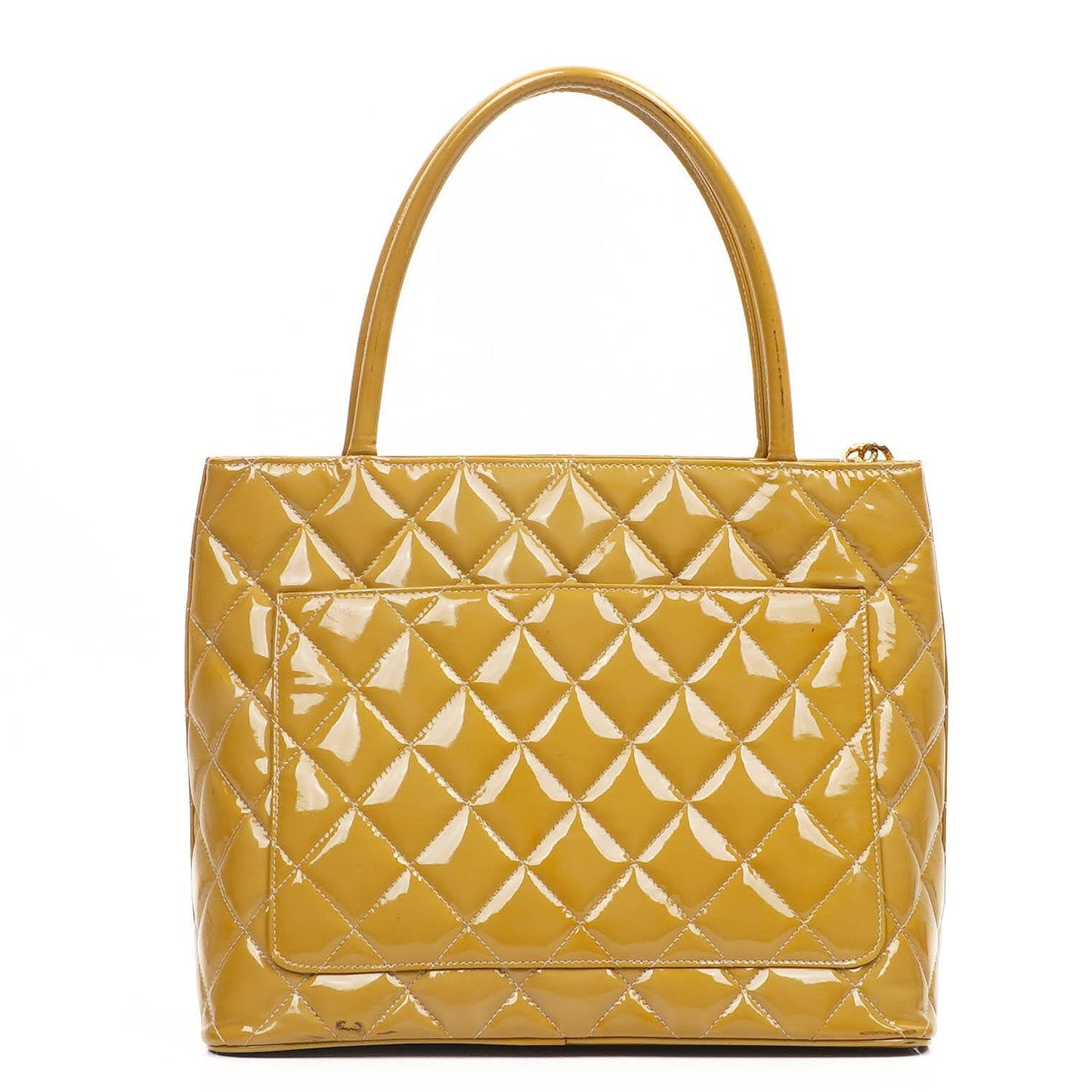 Chanel Lackmedaillon Tote Gelb