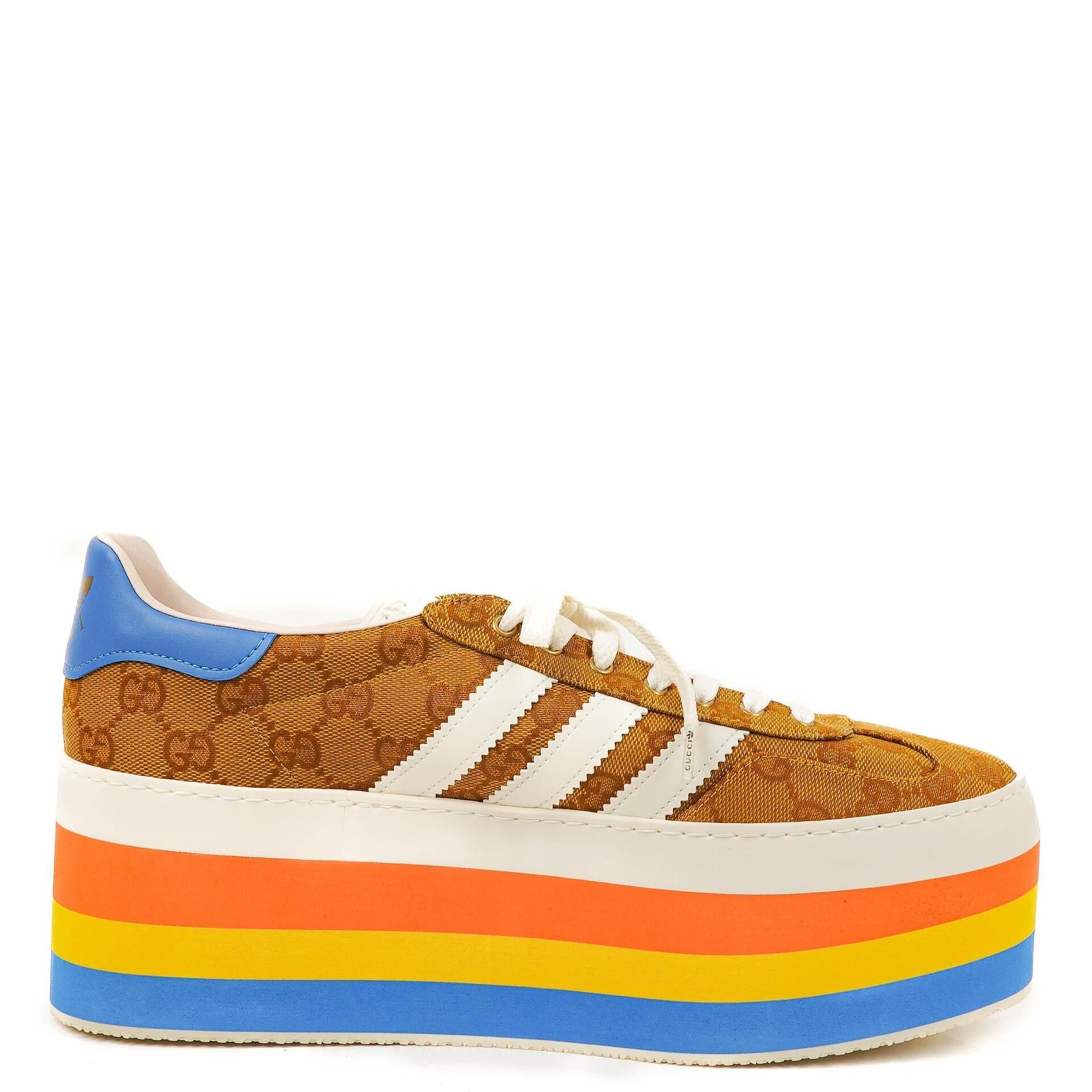 The Gucci x Adidas Jacquard Gestreifte Keilabsatz Sneaker