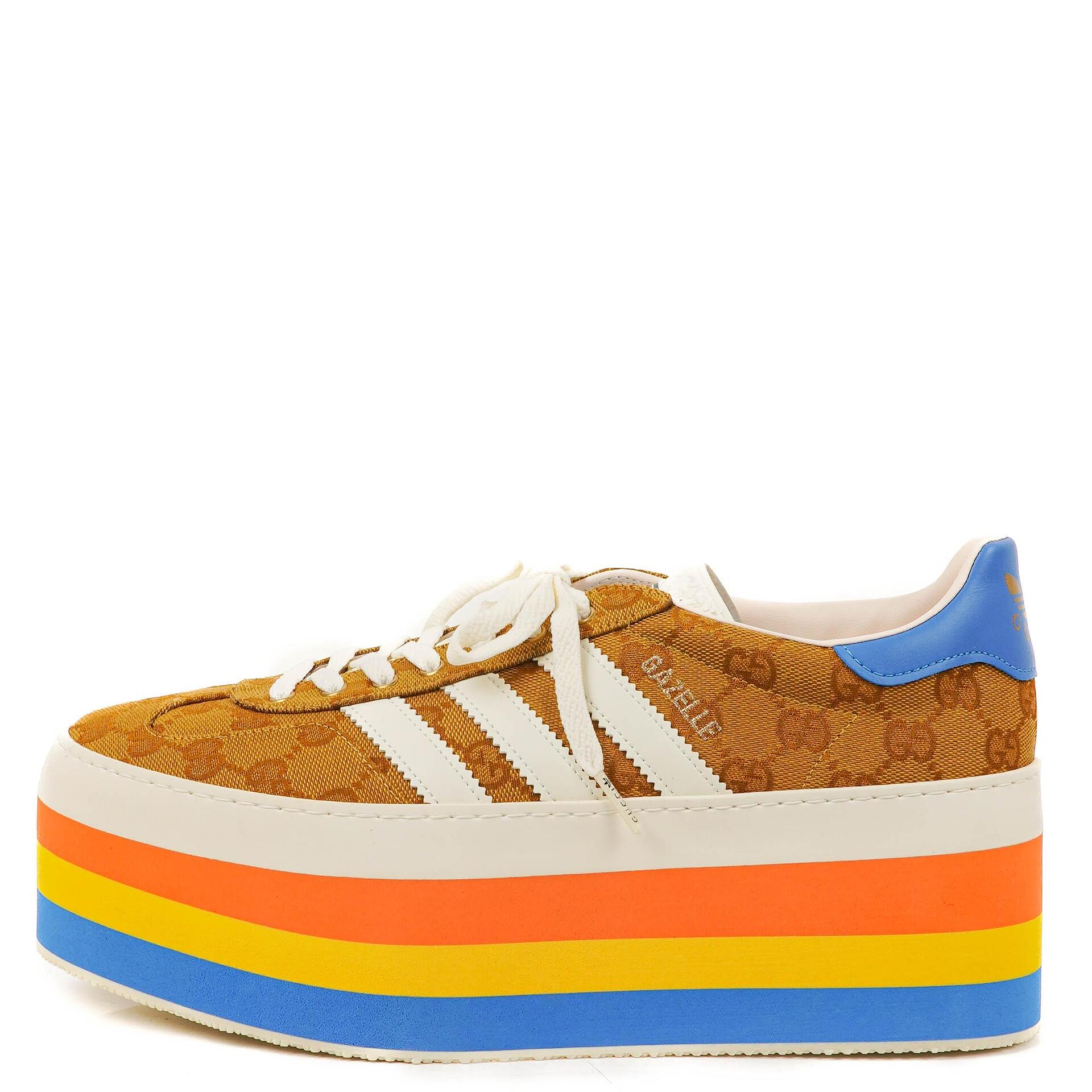 The Gucci x Adidas Jacquard Gestreifte Keilabsatz Sneaker