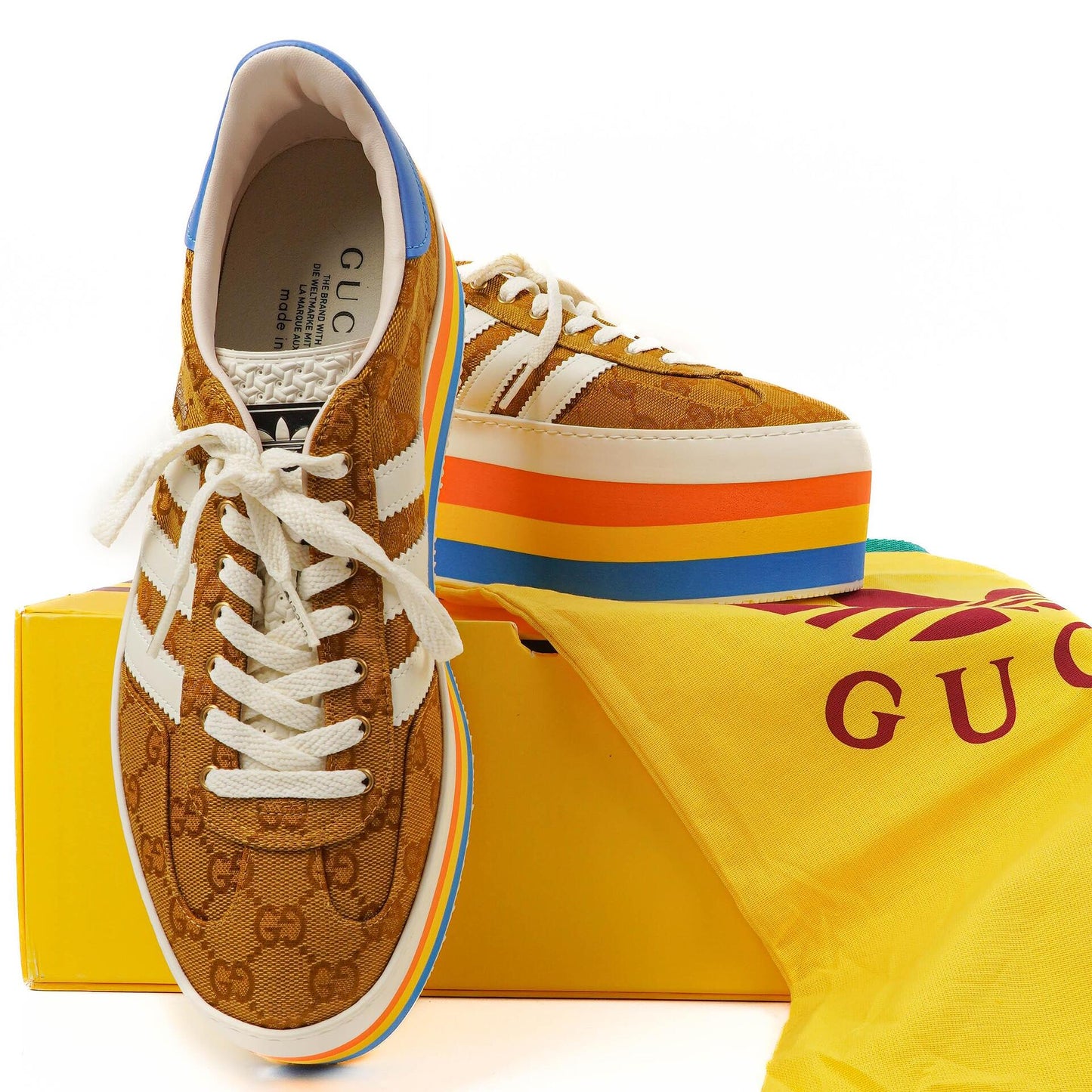The Gucci x Adidas Jacquard Gestreifte Keilabsatz Sneaker