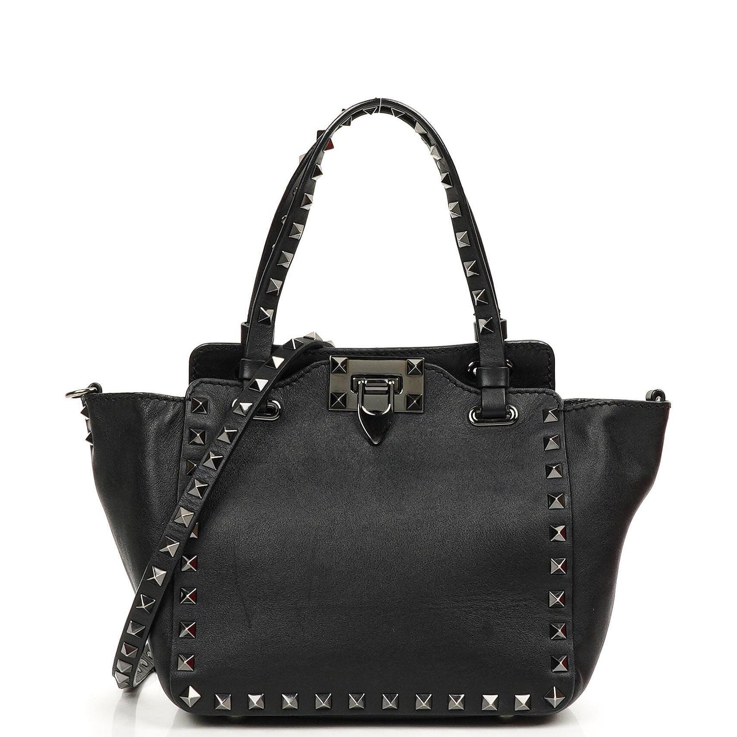 Valentino Garavani Mini Rockstud Leder Tote Bag Schwarz