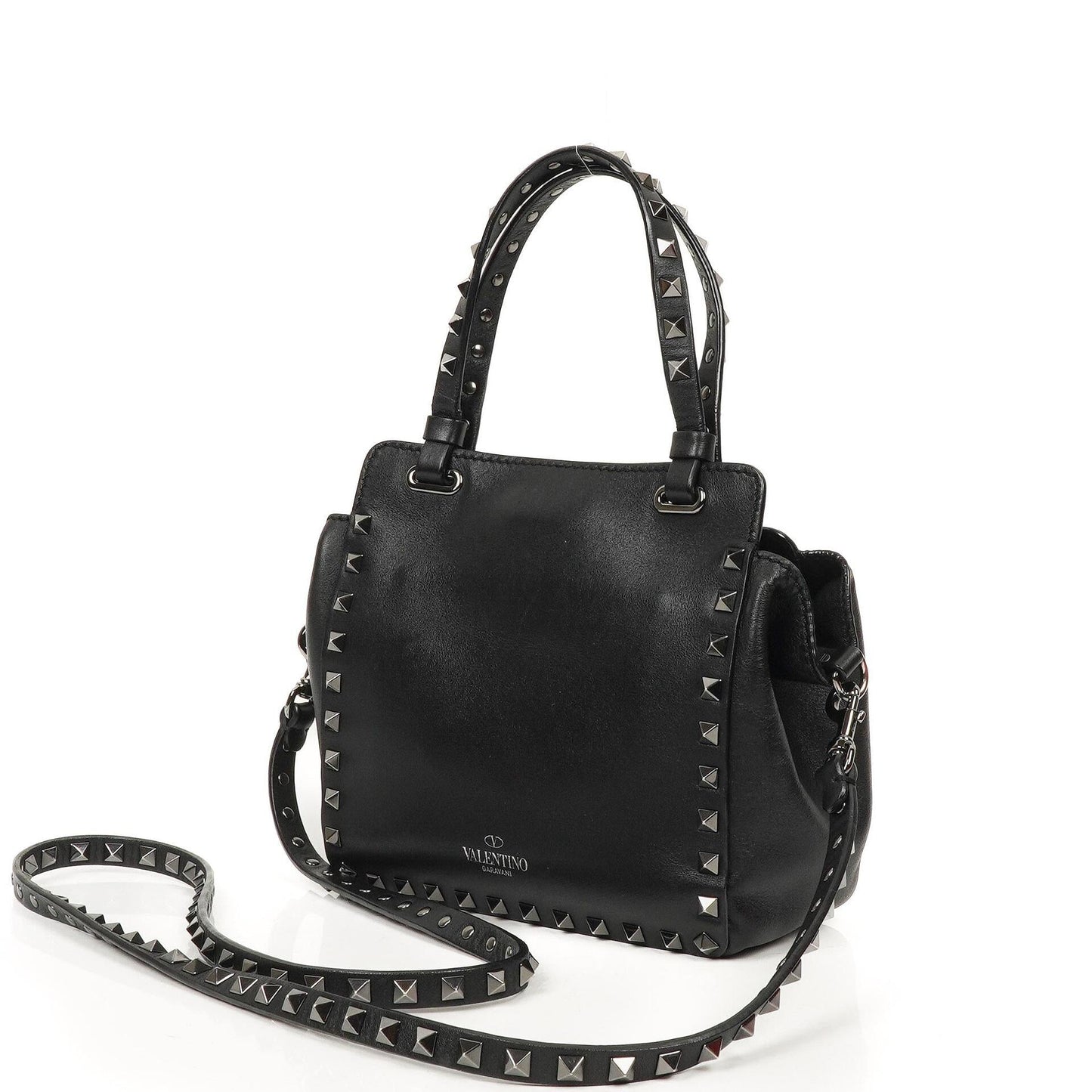 Valentino Garavani Mini Rockstud Leder Tote Bag Schwarz
