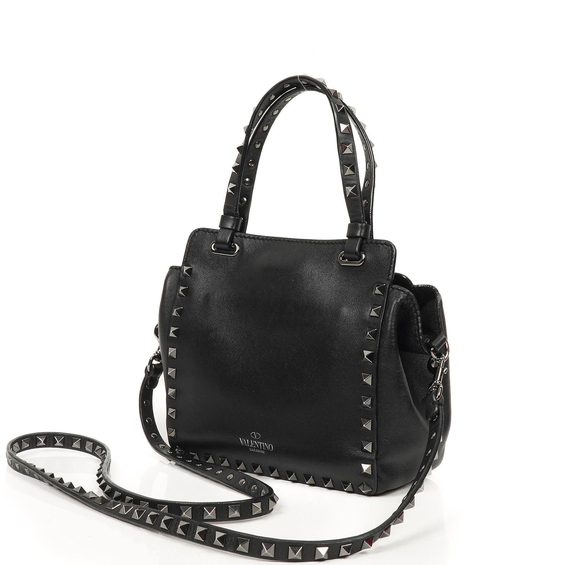 Valentino Garavani Mini Rockstud Leder Tote Bag Schwarz