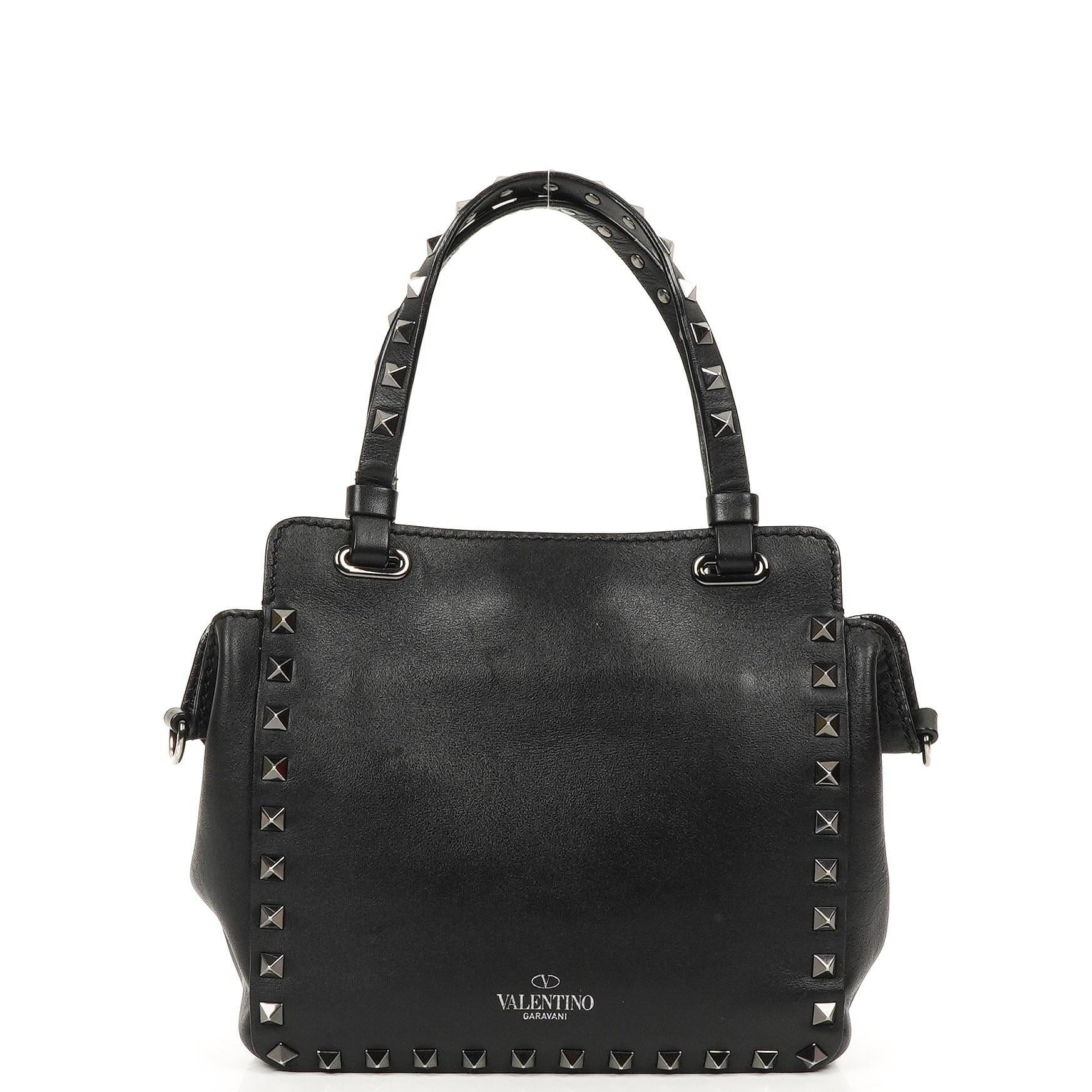 Valentino Garavani Mini Rockstud Leder Tote Bag Schwarz