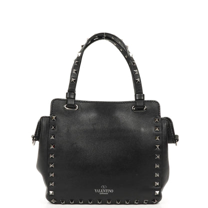 Valentino Garavani Mini Rockstud Leder Tote Bag Schwarz