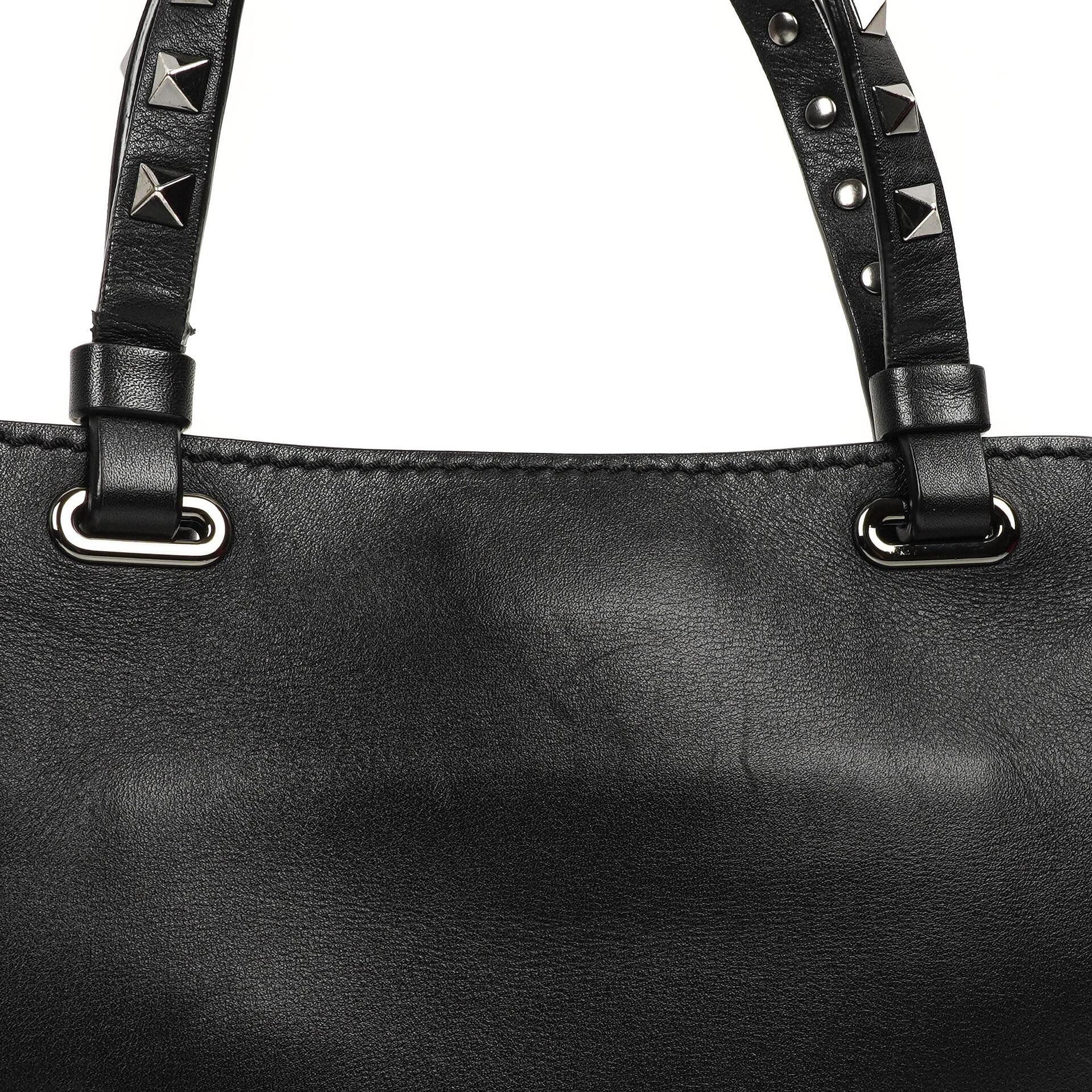 Valentino Garavani Mini Rockstud Leder Tote Bag Schwarz