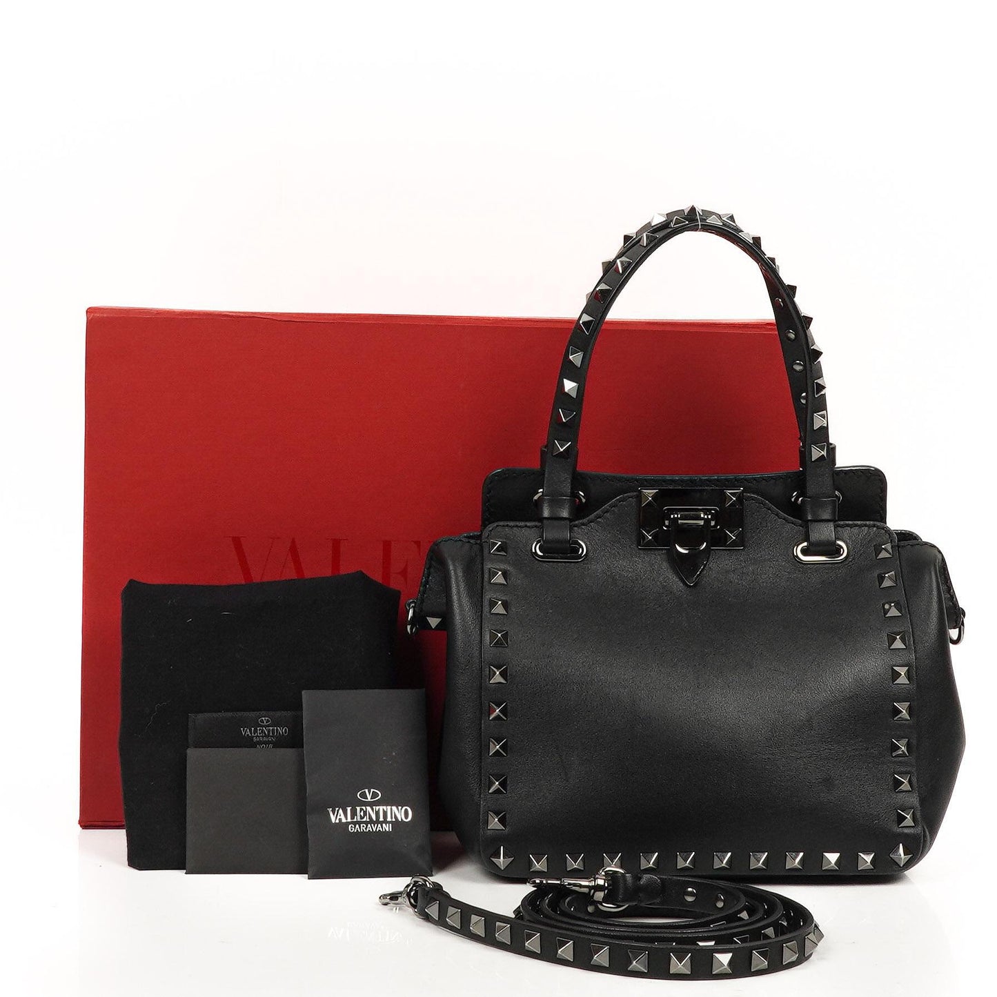 Valentino Garavani Mini Rockstud Leder Tote Bag Schwarz