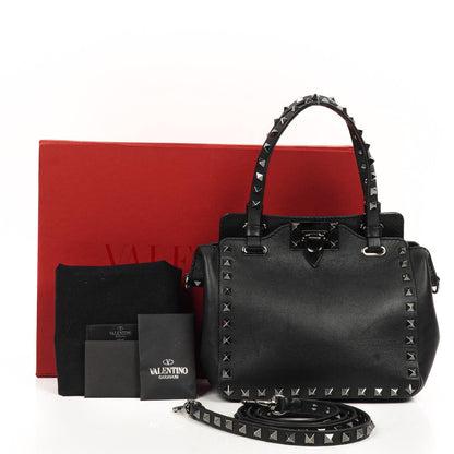 Valentino Garavani Mini Rockstud Leder Tote Bag Schwarz