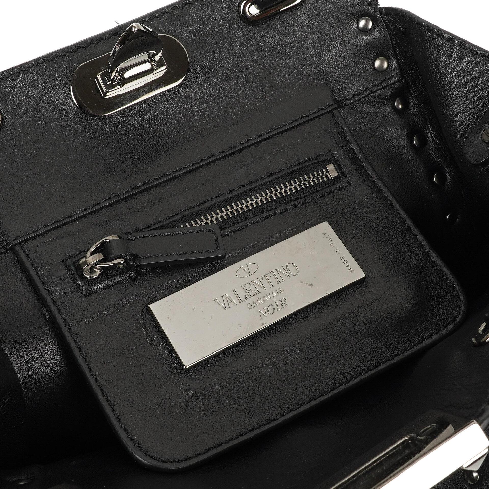 Valentino Garavani Mini Rockstud Leder Tote Bag Schwarz