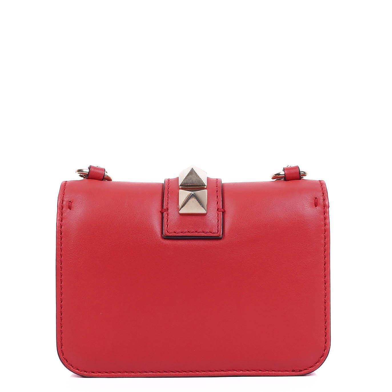 Valentino Garavani Glam Lock Rockstud Mini Klappentasche aus pinkem Vitello