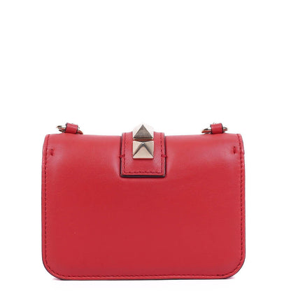 Valentino Garavani Glam Lock Rockstud Mini Klappentasche aus pinkem Vitello