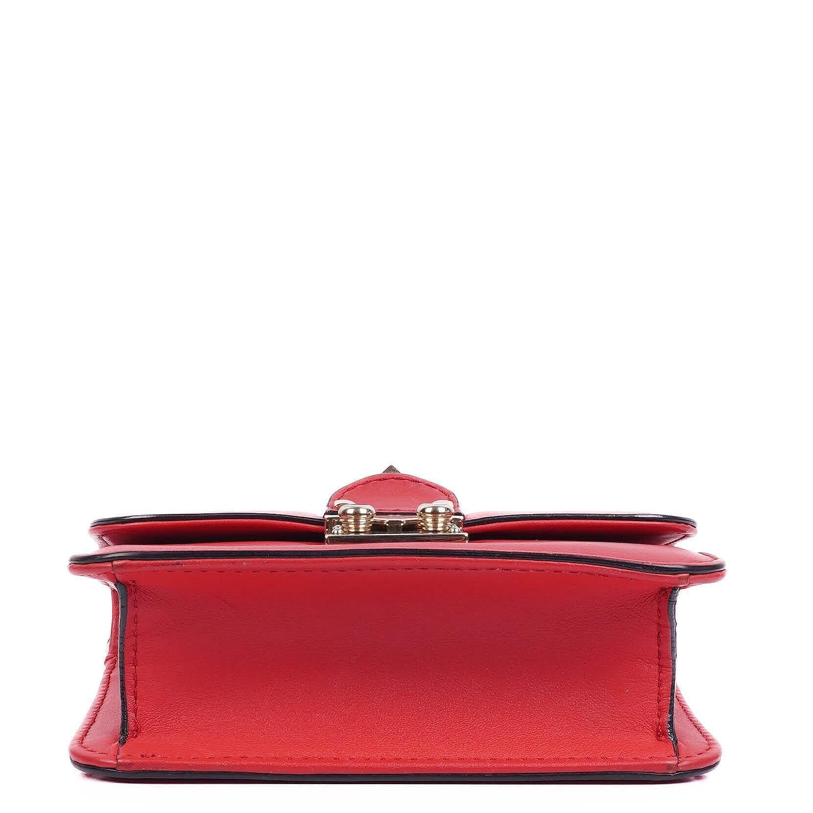 Valentino Garavani Glam Lock Rockstud Mini Klappentasche aus pinkem Vitello