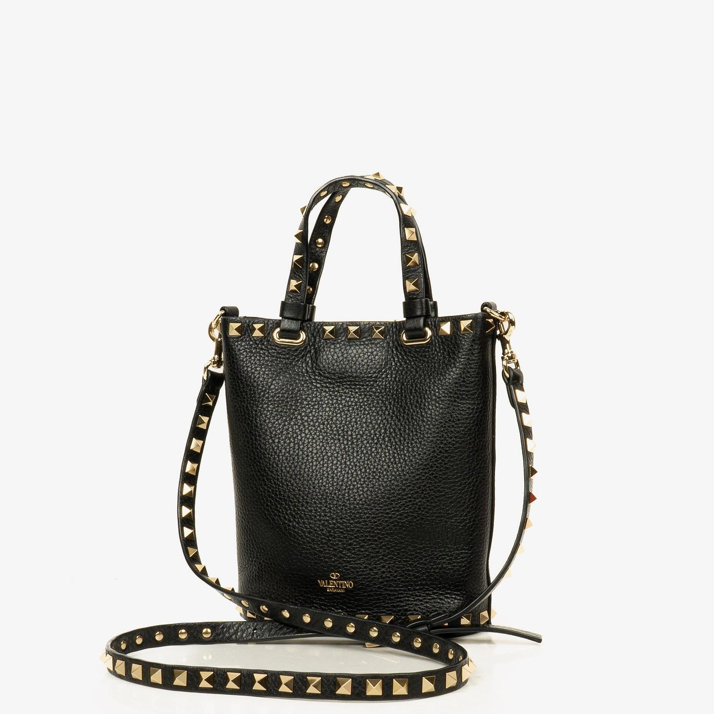 Valentino Garavani Rockstud Mini Tote Bag aus schwarzem Leder
