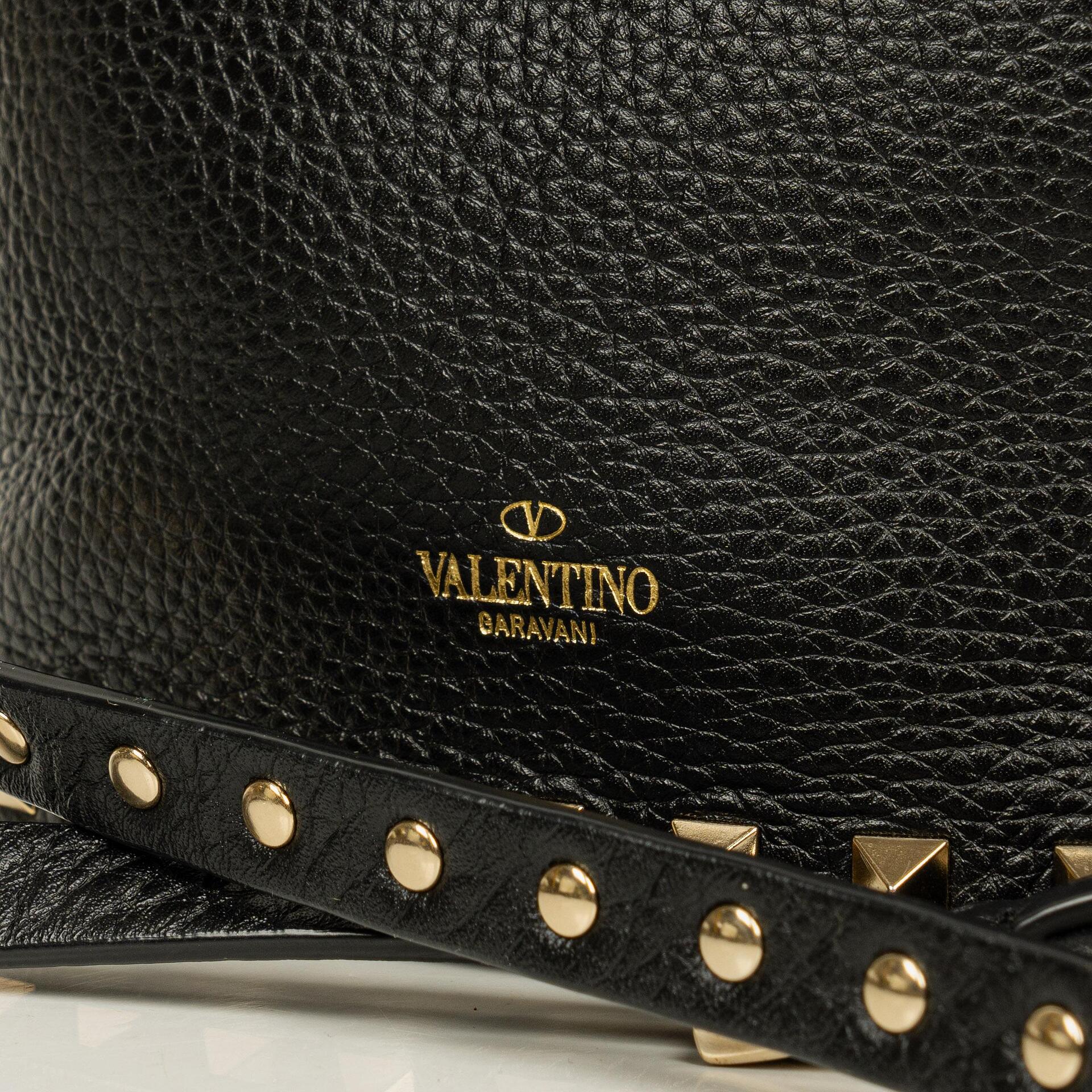 Valentino Garavani Rockstud Mini Tote Bag aus schwarzem Leder