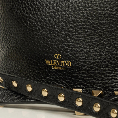 Valentino Garavani Rockstud Mini Tote Bag aus schwarzem Leder