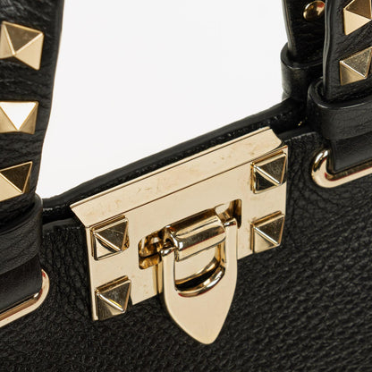 Valentino Garavani Rockstud Mini Tote Bag aus schwarzem Leder