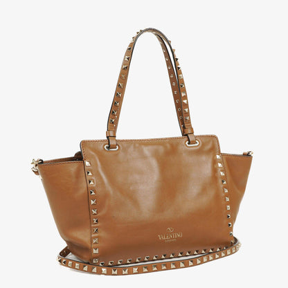 Valentino Garavani Kleine Rockstud Tote Bag aus braunem Kalbsleder