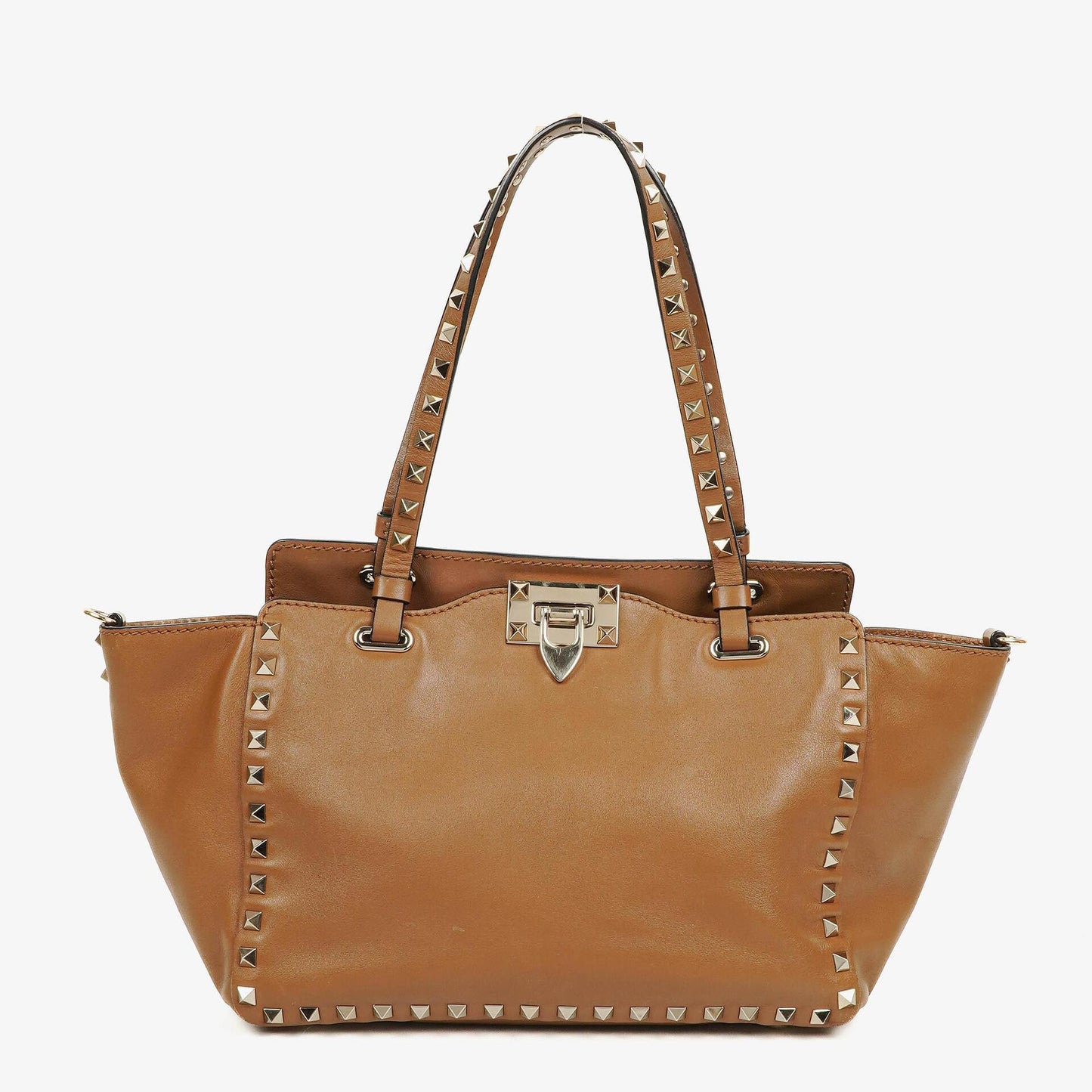 Valentino Garavani Kleine Rockstud Tote Bag aus braunem Kalbsleder